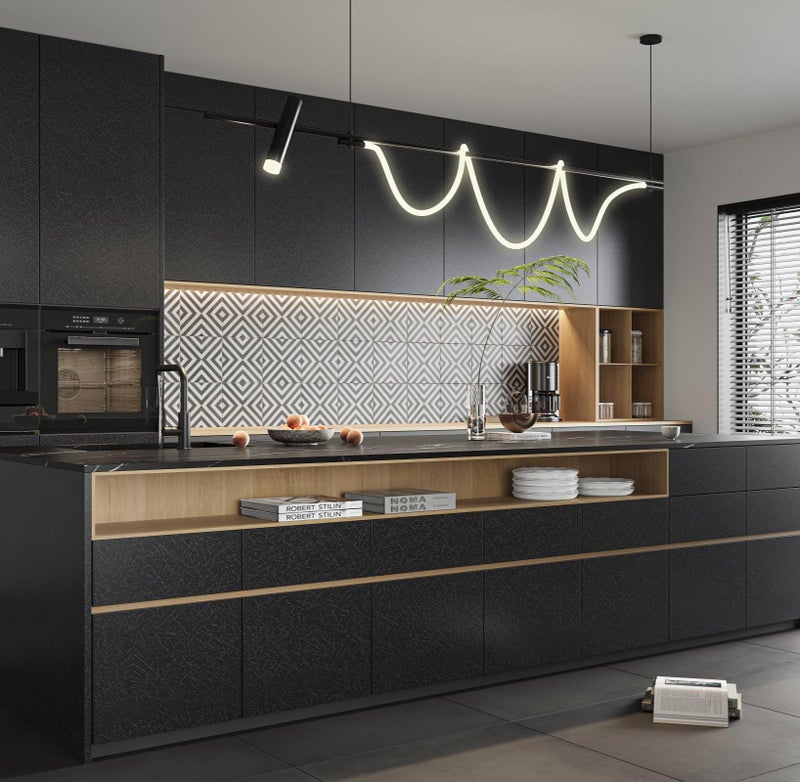 Abyssaly 15.7" X 118" Black Silk Wallpaper Embossed Self Adhesive Peel and Stick Wallpaper Contact Paper Removable Waterproof Kitchen Vinyl Wrap Cabinet Furniture Textured Renter Friendly Wall Gift Paper - Image 4